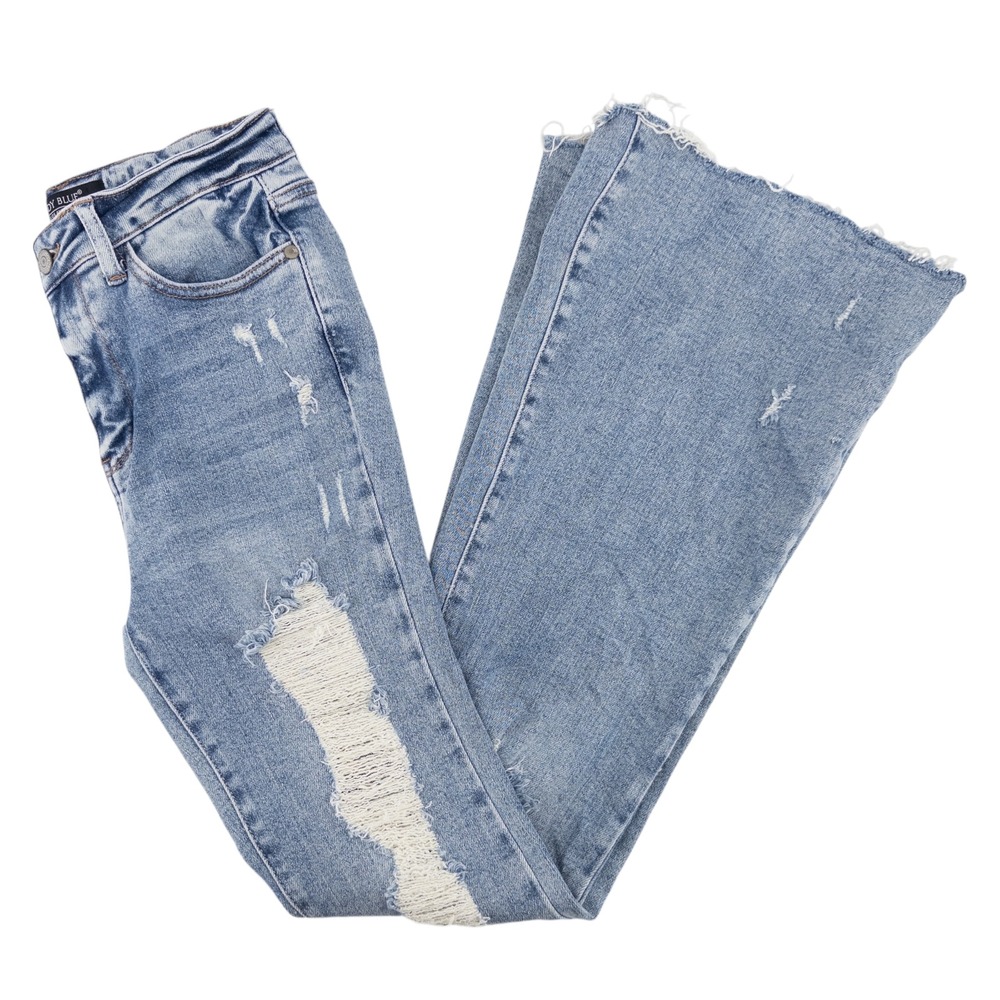 Judy Blue Light Blue High Rise Distressed Flare Jeans
